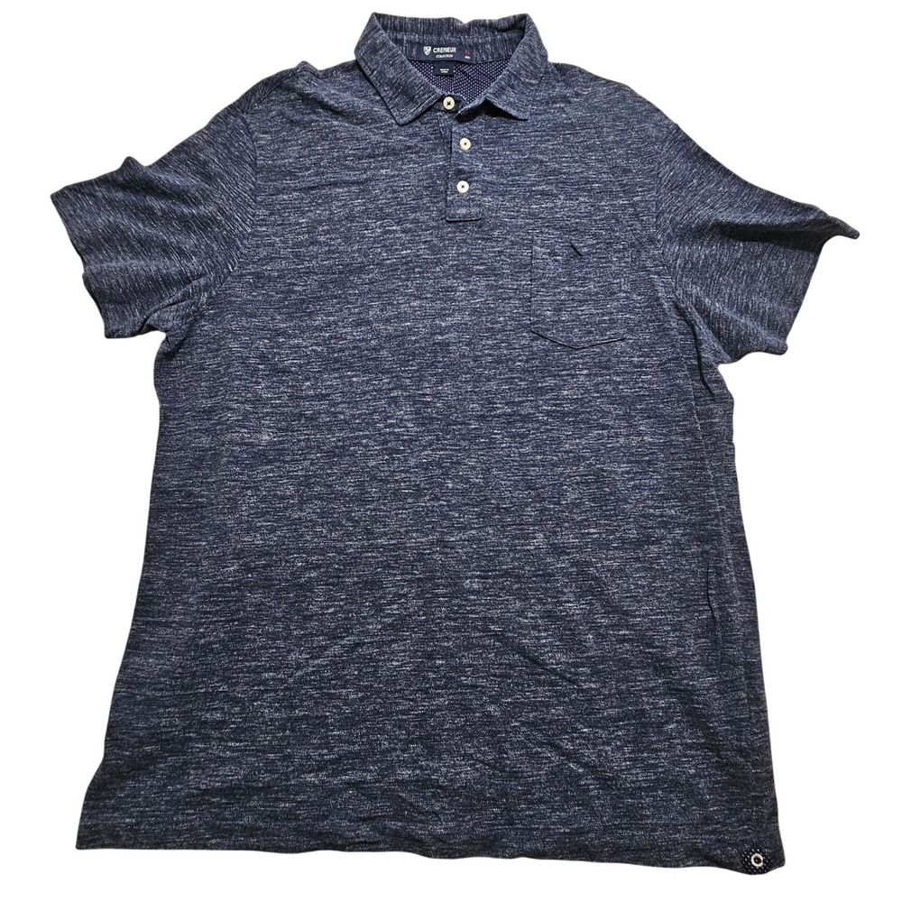 Cremieux Collection Mens XL Blue Space Dye Cotton Polo Shirt Short Sleeve Pocket